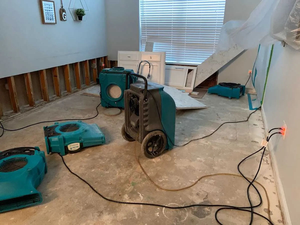 Dehumidifier in flood-cut room for Water Extraction & Removal in Covington